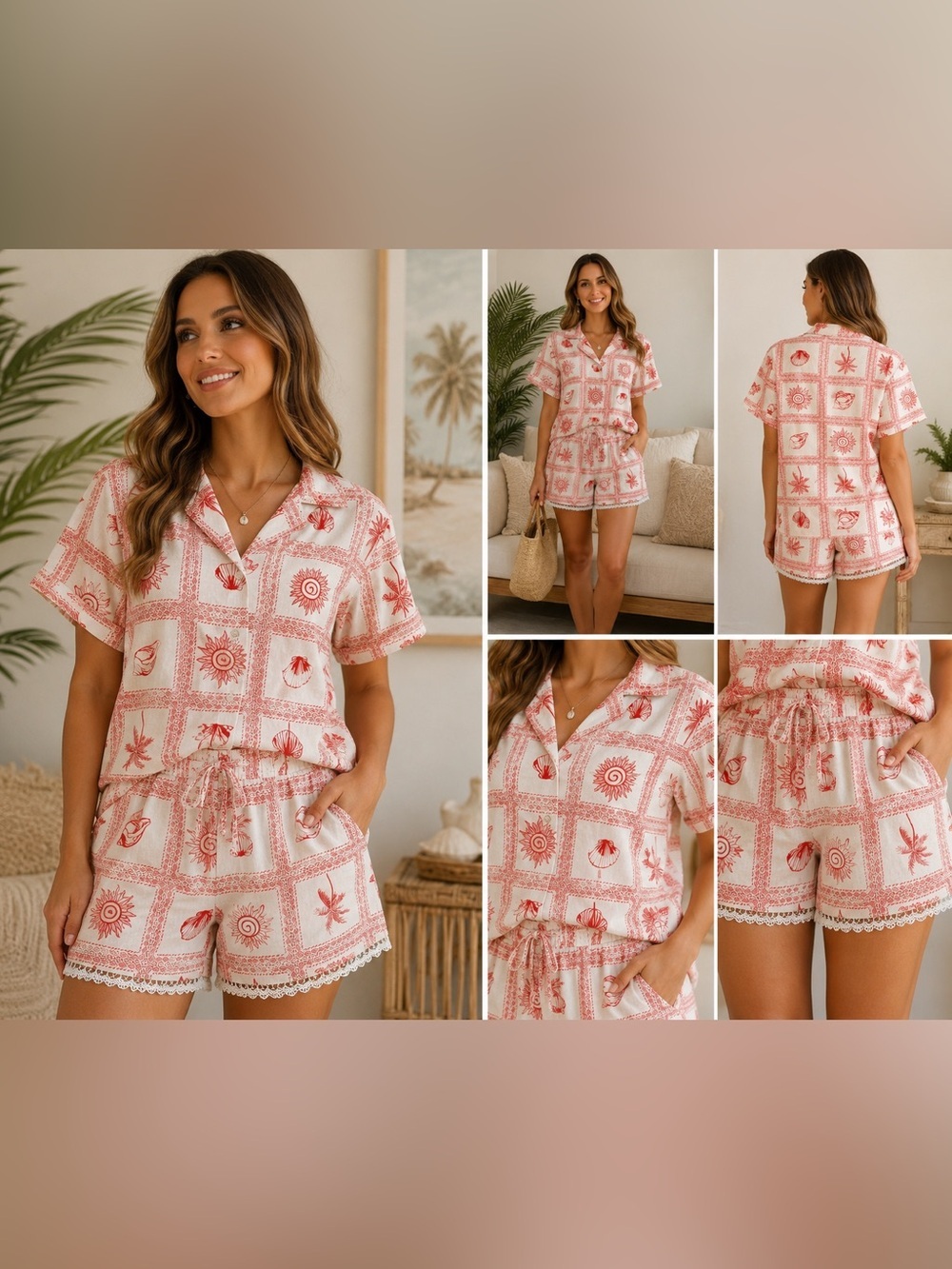 Women's Coastal Print  Pajama Set